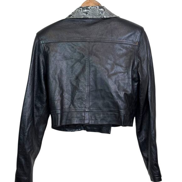 Vintage Cache Black Moto Jacket with Snakeskin Collar Motorcycle Biker y2k - Picture 6 of 7
